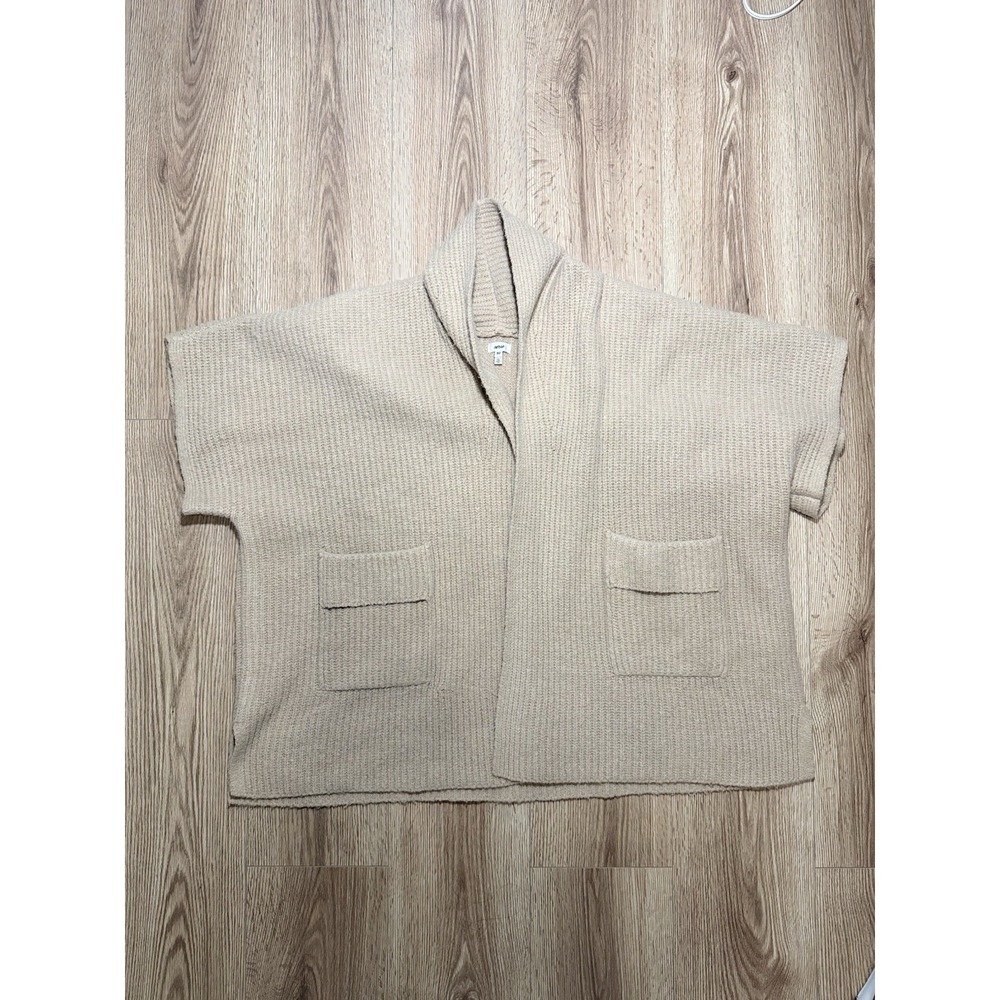 Aerie Women's Beige Chunky Knit Cardigan Sweater Short Sleeve‎ Size S Oversized